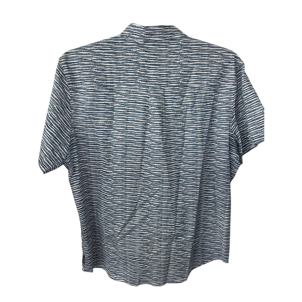 Prana Mens Slim Fit Short Sleeve Button Down Shirt White Navy Wave M11202533 LRG - Picture 3 of 10